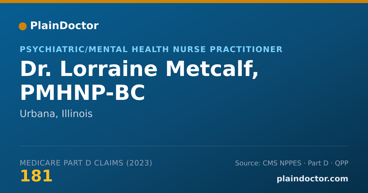 Shareable card for Lorraine Metcalf, PMHNP-BC - Psychiatric/Mental Health Nurse Practitioner, Urbana, IL