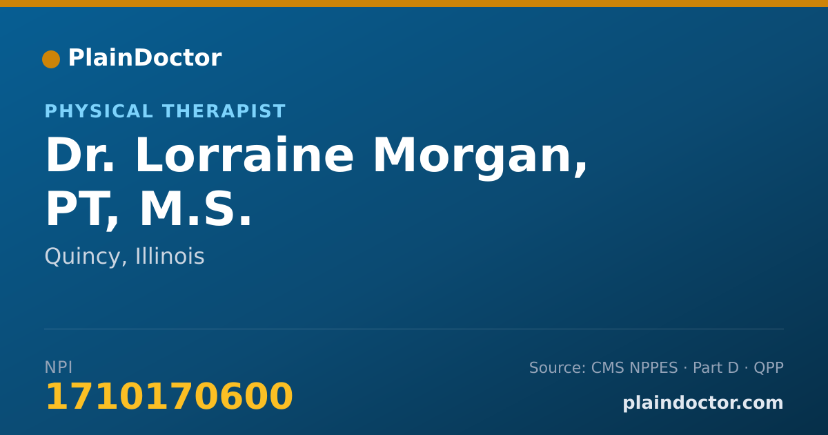 Shareable card for Lorraine Morgan, PT, M.S. - Physical Therapist, Quincy, IL