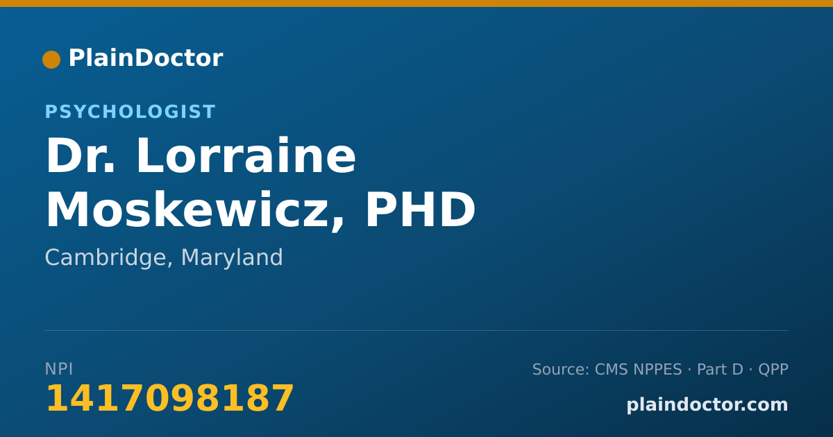 Shareable card for Lorraine Moskewicz, PHD - Psychologist, Cambridge, MD