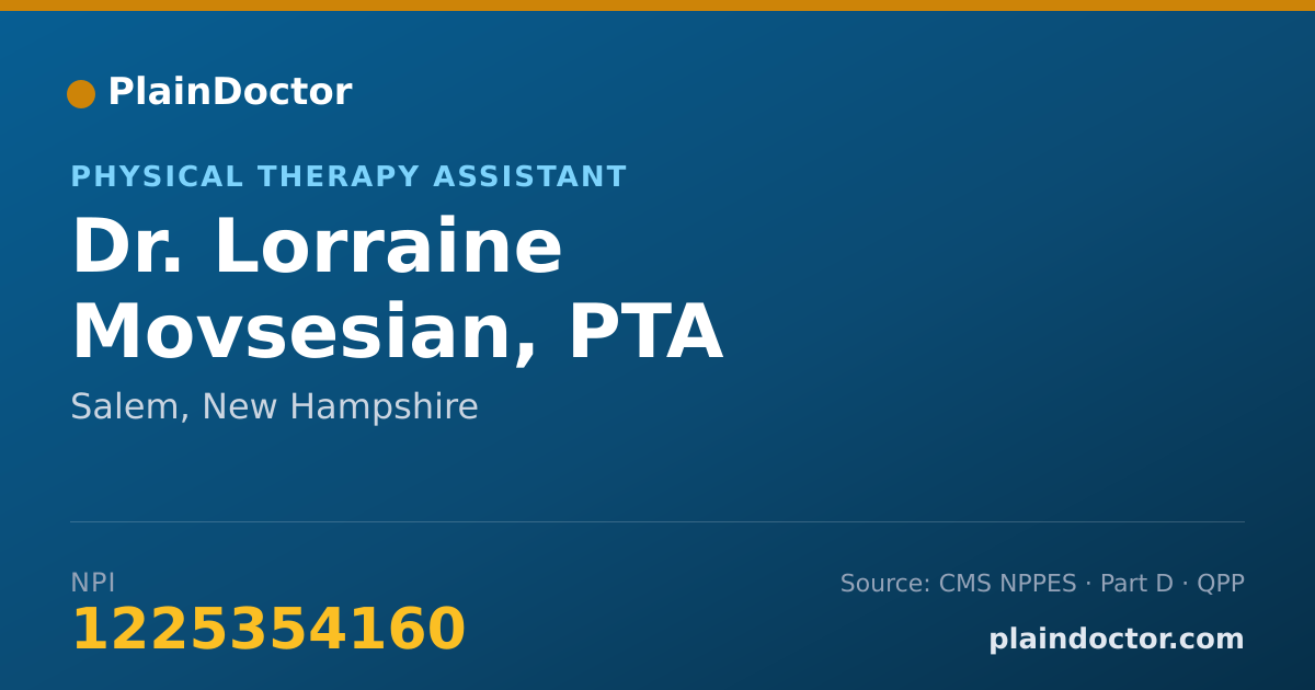 Shareable card for Lorraine Movsesian, PTA - Physical Therapy Assistant, Salem, NH