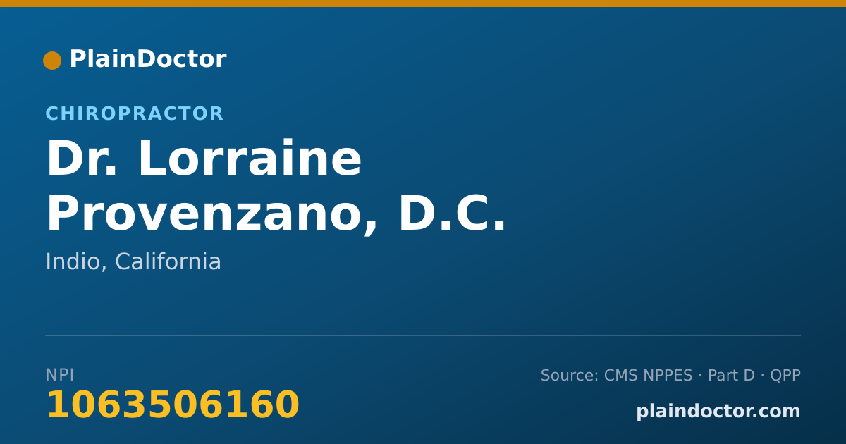 Shareable card for Lorraine Provenzano, D.C. - Chiropractor, Indio, CA