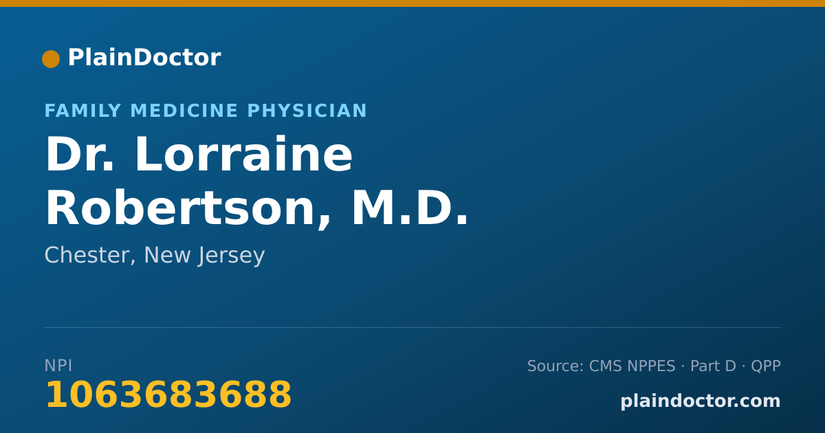 Shareable card for Lorraine Robertson, M.D. - Family Medicine Physician, Chester, NJ