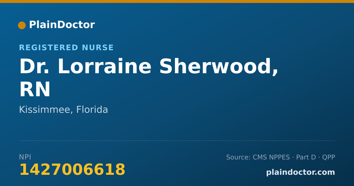 Shareable card for Lorraine Sherwood, RN - Registered Nurse, Kissimmee, FL