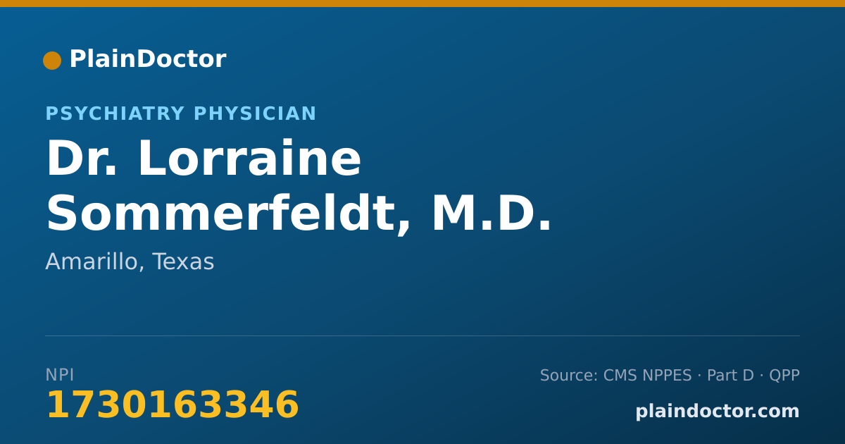 Shareable card for Lorraine Sommerfeldt, M.D. - Psychiatry Physician, Amarillo, TX
