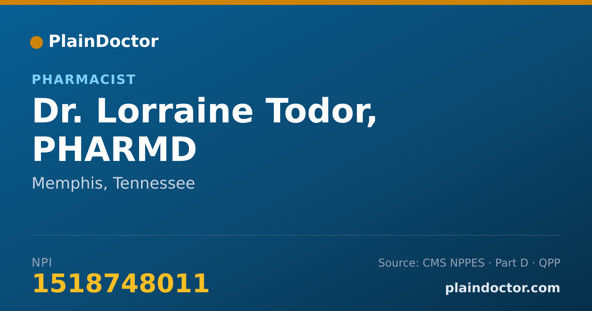 Shareable card for Lorraine Todor, PHARMD - Pharmacist, Memphis, TN
