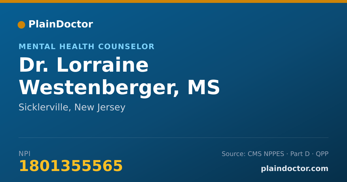 Shareable card for Lorraine Westenberger, MS - Mental Health Counselor, Sicklerville, NJ