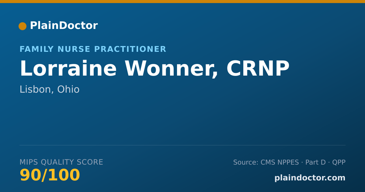 Shareable card for Lorraine Wonner, CRNP - Family Nurse Practitioner, Lisbon, OH
