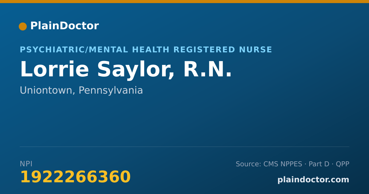 Shareable card for Lorrie Saylor, R.N. - Psychiatric/Mental Health Registered Nurse, Uniontown, PA