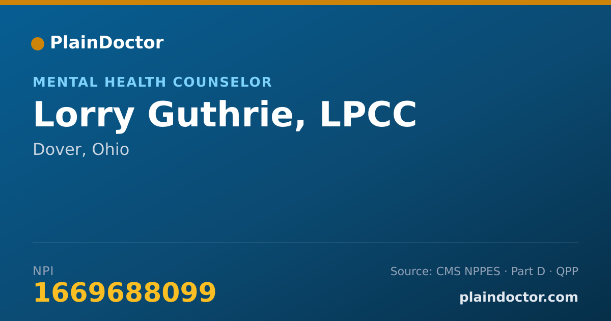 Shareable card for Lorry Guthrie, LPCC - Mental Health Counselor, Dover, OH