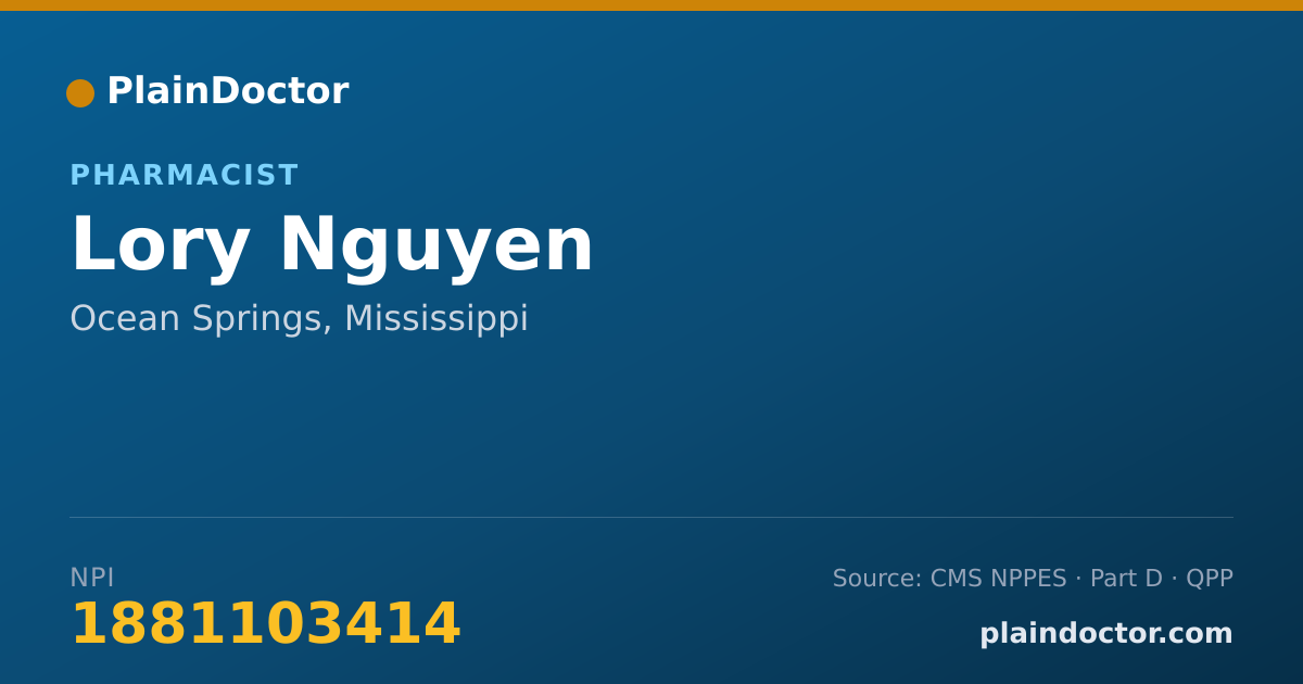 Shareable card for Lory Nguyen - Pharmacist, Ocean Springs, MS