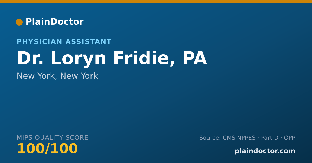 Shareable card for Loryn Fridie, PA - Physician Assistant, New York, NY