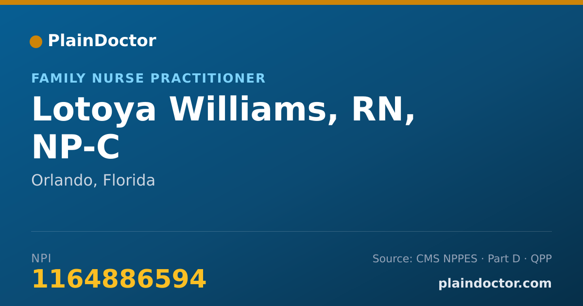 Shareable card for Lotoya Williams, RN, NP-C - Family Nurse Practitioner, Orlando, FL