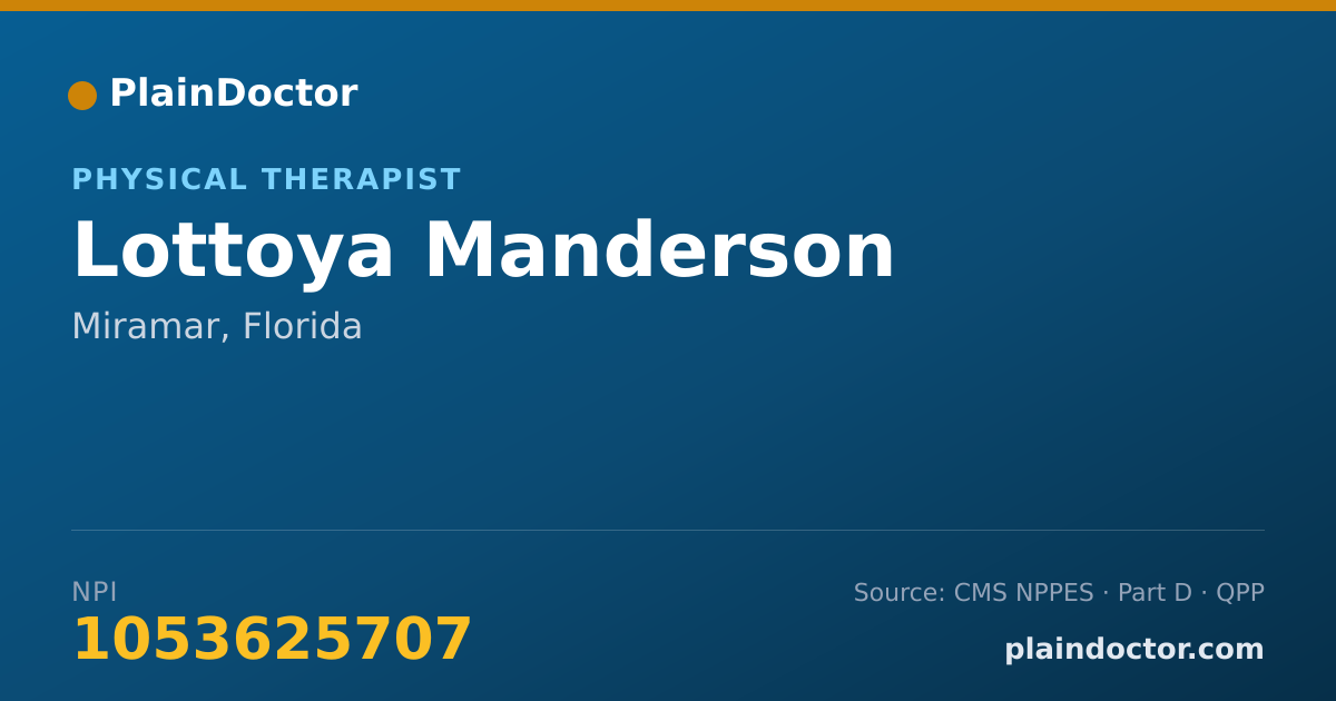 Shareable card for Lottoya Manderson - Physical Therapist, Miramar, FL