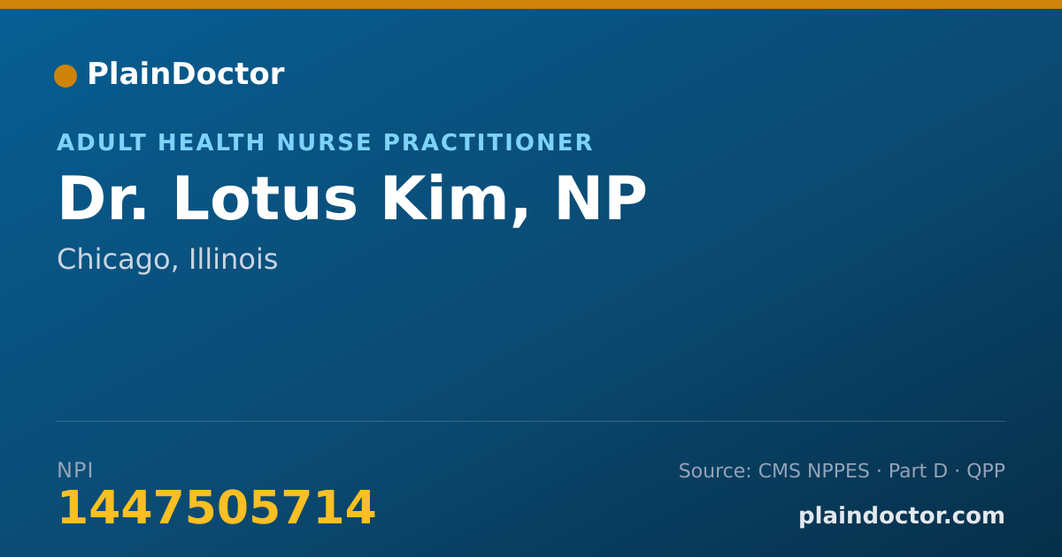 Shareable card for Lotus Kim, NP - Adult Health Nurse Practitioner, Chicago, IL