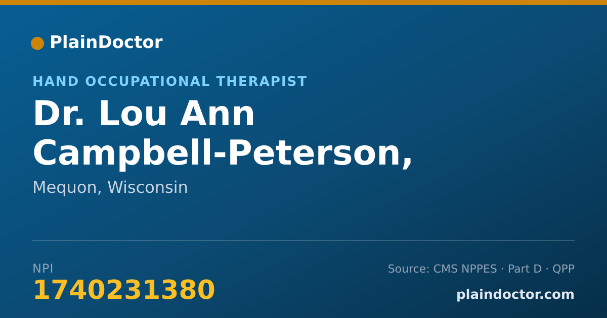 Shareable card for Lou Ann Campbell-Peterson, OTR,CHT - Hand Occupational Therapist, Mequon, WI