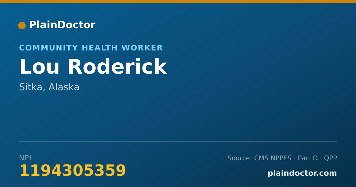 Shareable card for Lou Roderick - Community Health Worker, Sitka, AK