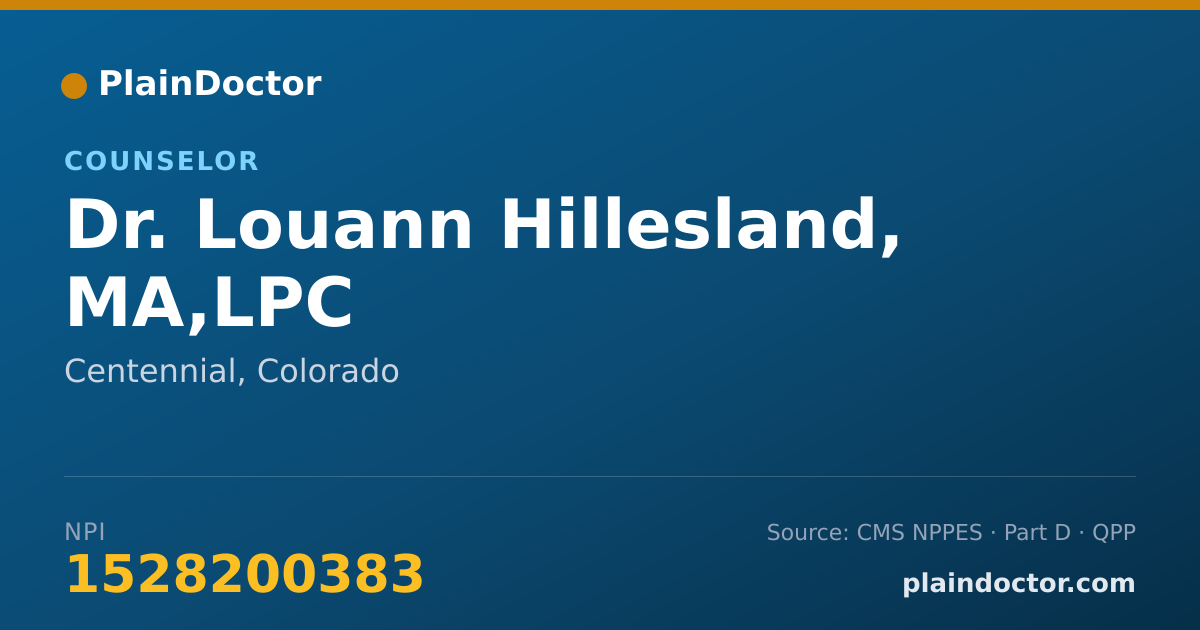 Shareable card for Louann Hillesland, MA,LPC - Counselor, Centennial, CO