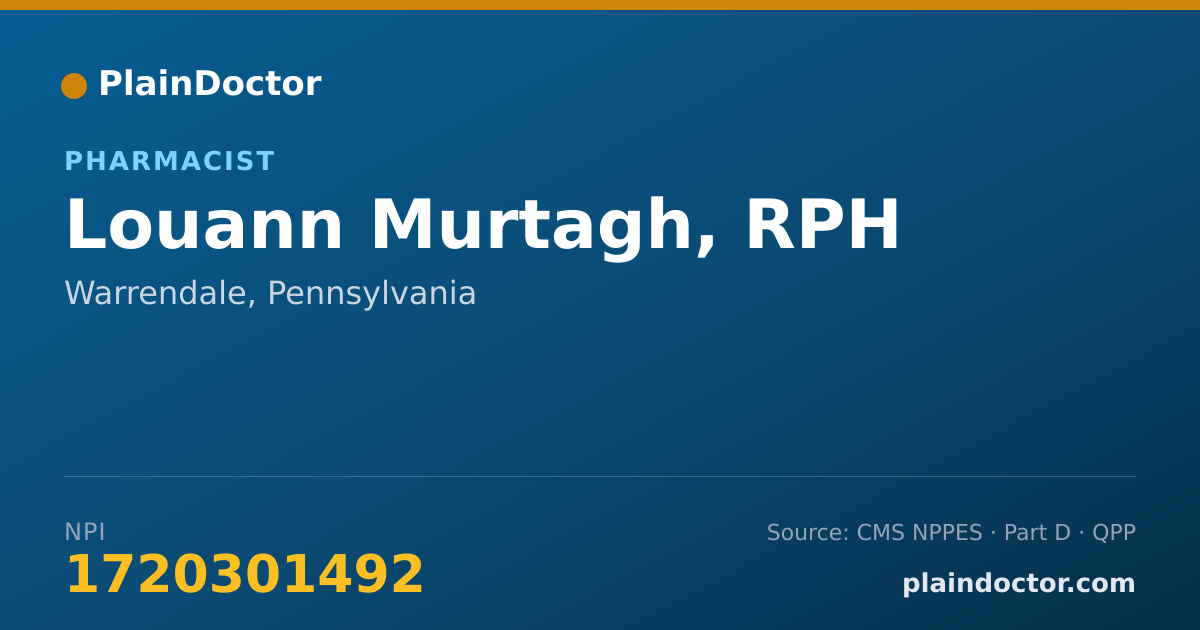 Shareable card for Louann Murtagh, RPH - Pharmacist, Warrendale, PA