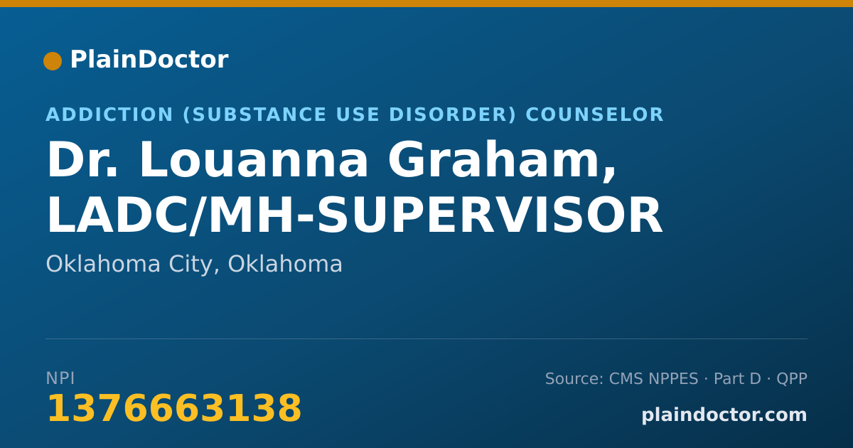 Shareable card for Louanna Graham, LADC/MH-SUPERVISOR - Addiction (Substance Use Disorder) Counselor, Oklahoma City, OK