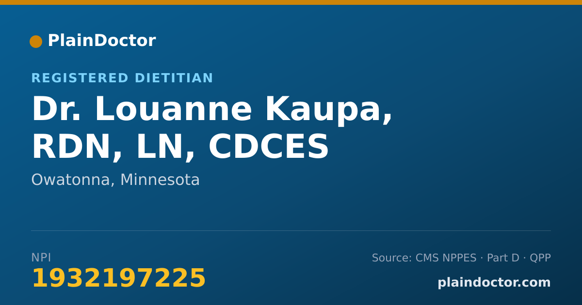 Shareable card for Louanne Kaupa, RDN, LN, CDCES - Registered Dietitian, Owatonna, MN