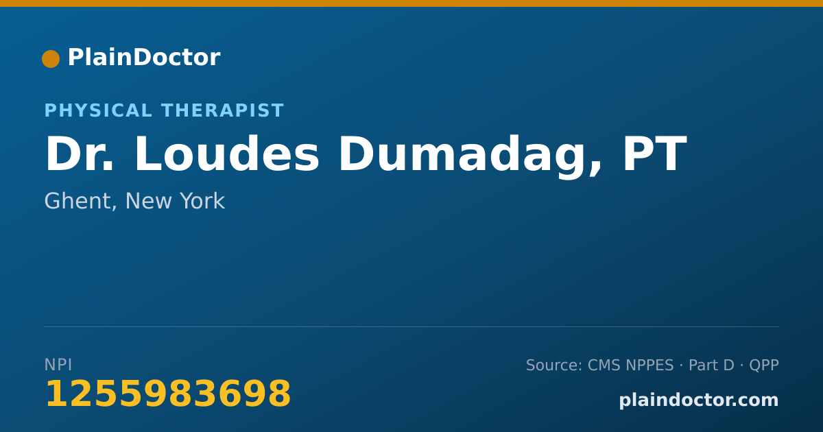 Shareable card for Loudes Dumadag, PT - Physical Therapist, Ghent, NY