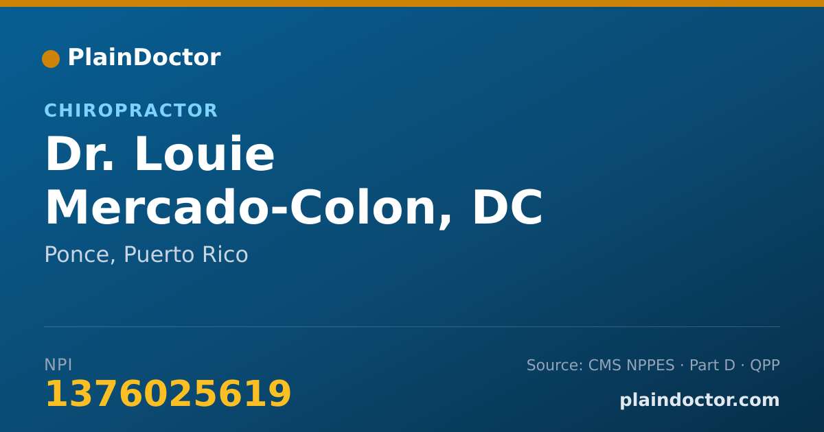 Shareable card for Louie Mercado-Colon, DC - Chiropractor, Ponce, PR
