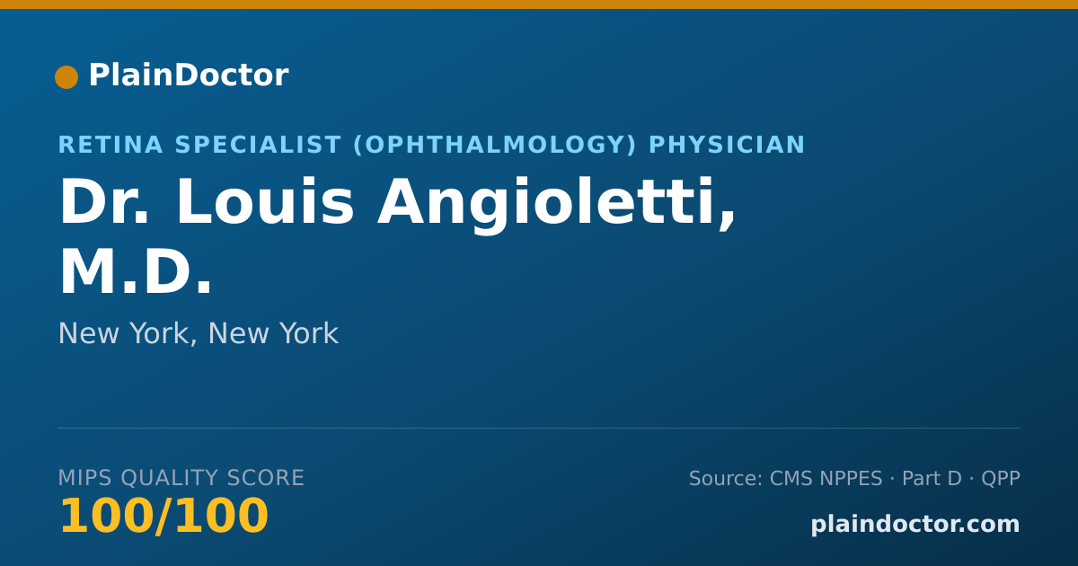 Shareable card for Louis Angioletti, M.D. - Retina Specialist (Ophthalmology) Physician, New York, NY