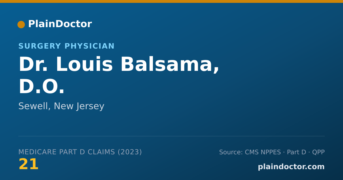 Shareable card for Louis Balsama, D.O. - Surgery Physician, Sewell, NJ