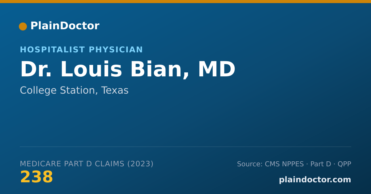 Shareable card for Louis Bian, MD - Hospitalist Physician, College Station, TX