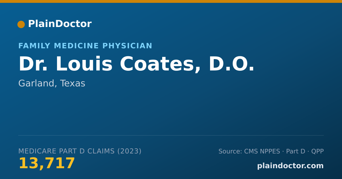 Shareable card for Louis Coates, D.O. - Family Medicine Physician, Garland, TX