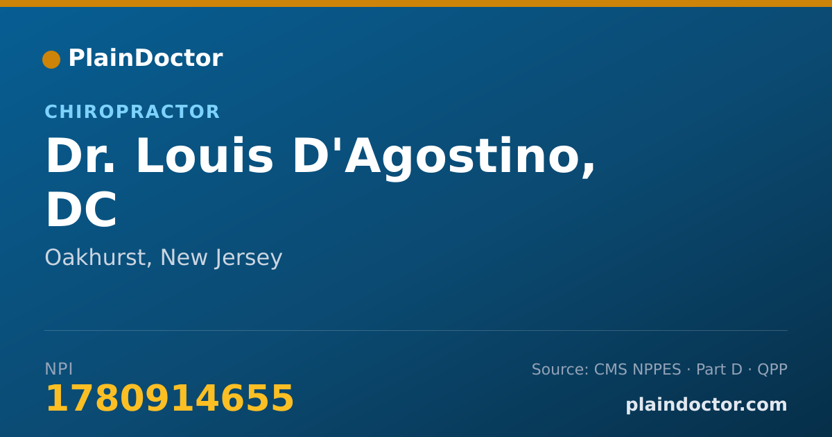 Shareable card for Louis D'Agostino, DC - Chiropractor, Oakhurst, NJ