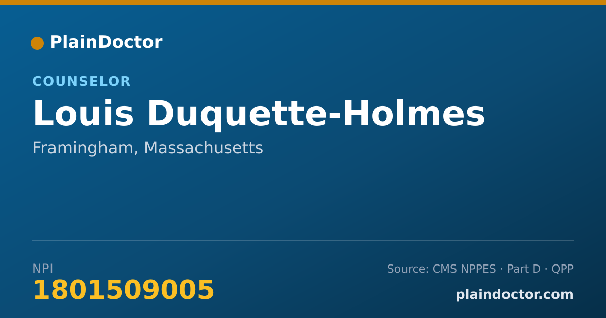 Shareable card for Louis Duquette-Holmes - Counselor, Framingham, MA