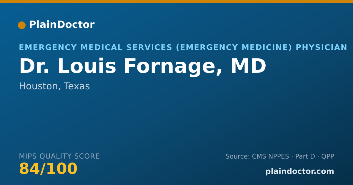 Shareable card for Louis Fornage, MD - Emergency Medical Services (Emergency Medicine) Physician, Houston, TX