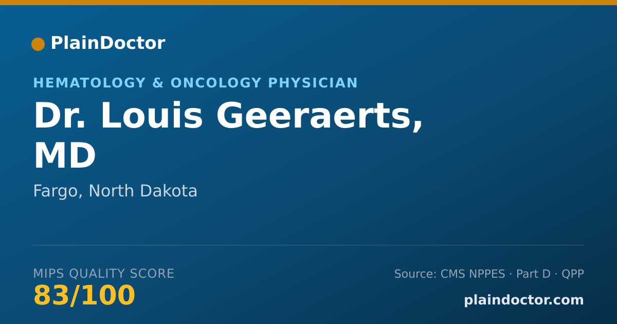 Shareable card for Louis Geeraerts, MD - Hematology & Oncology Physician, Fargo, ND