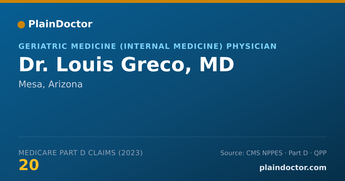 Shareable card for Louis Greco, MD - Geriatric Medicine (Internal Medicine) Physician, Mesa, AZ
