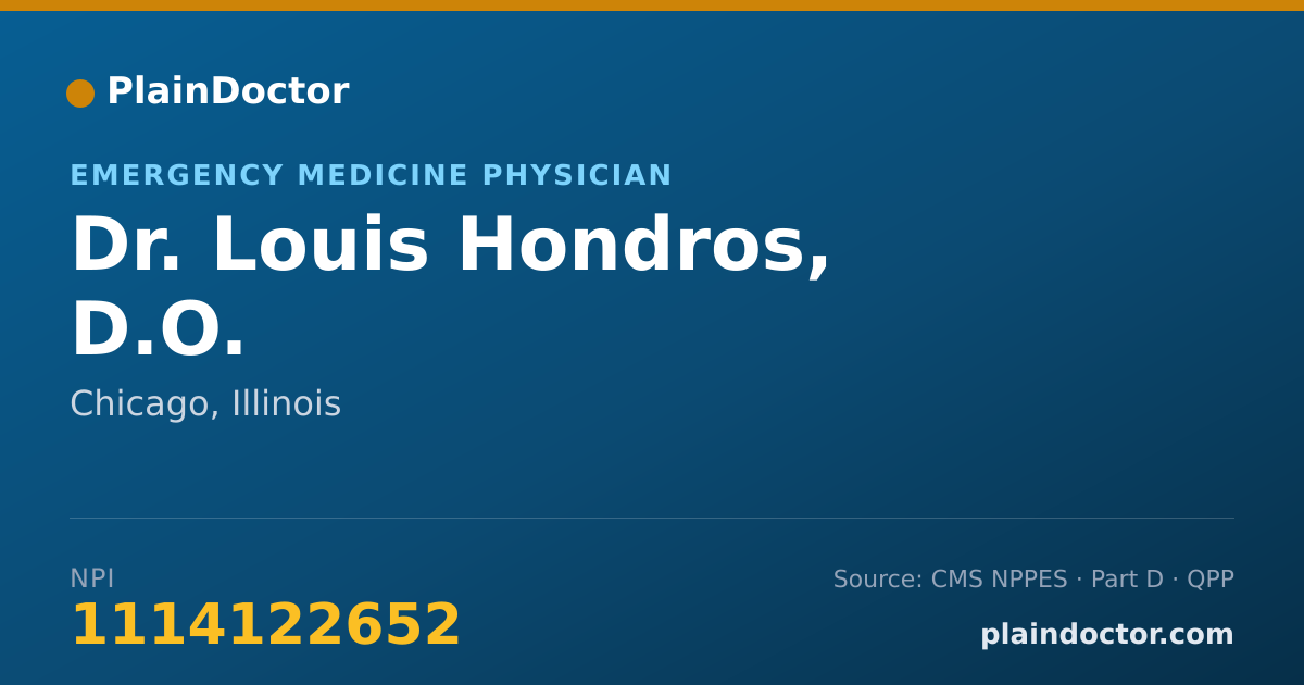 Shareable card for Louis Hondros, D.O. - Emergency Medicine Physician, Chicago, IL