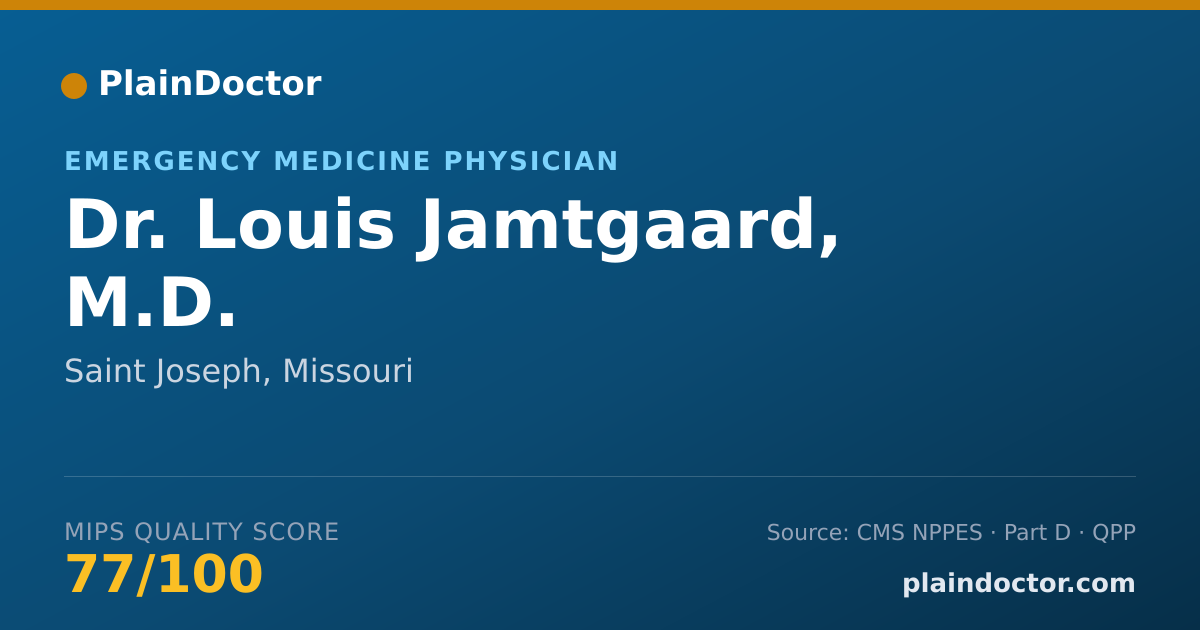 Shareable card for Louis Jamtgaard, M.D. - Emergency Medicine Physician, Saint Joseph, MO