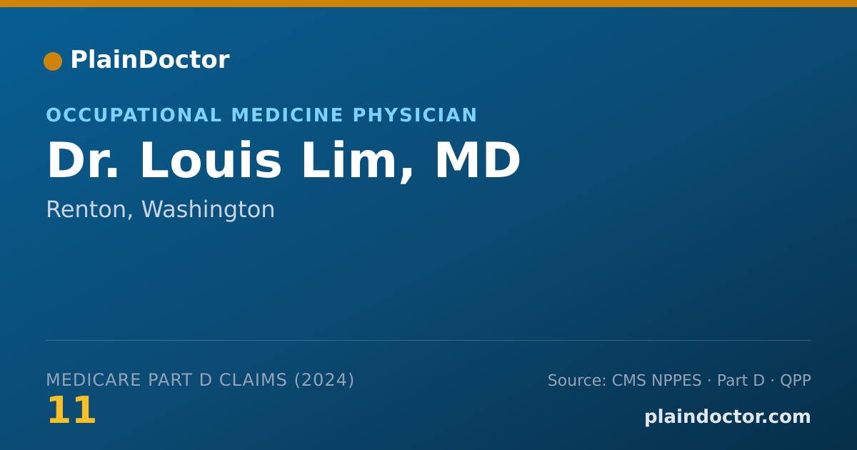 Shareable card for Louis Lim, MD - Occupational Medicine Physician, Renton, WA