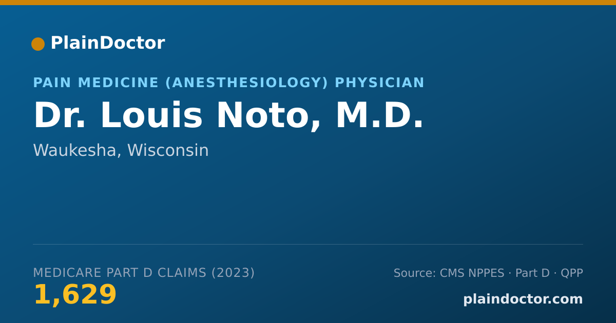 Shareable card for Louis Noto, M.D. - Pain Medicine (Anesthesiology) Physician, Waukesha, WI