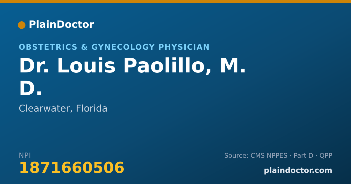 Shareable card for Louis Paolillo, M. D. - Obstetrics & Gynecology Physician, Clearwater, FL