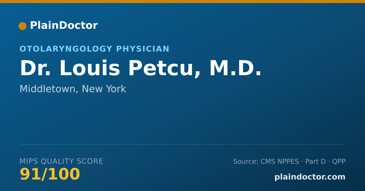 Shareable card for Louis Petcu, M.D. - Otolaryngology Physician, Middletown, NY