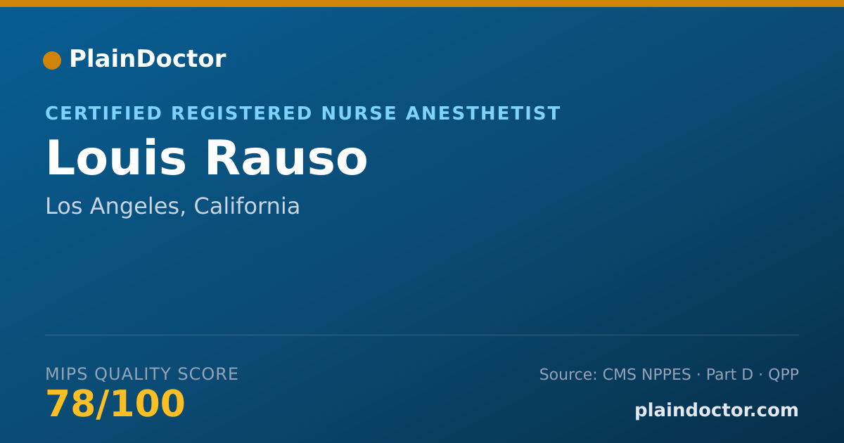 Shareable card for Louis Rauso - Certified Registered Nurse Anesthetist, Los Angeles, CA