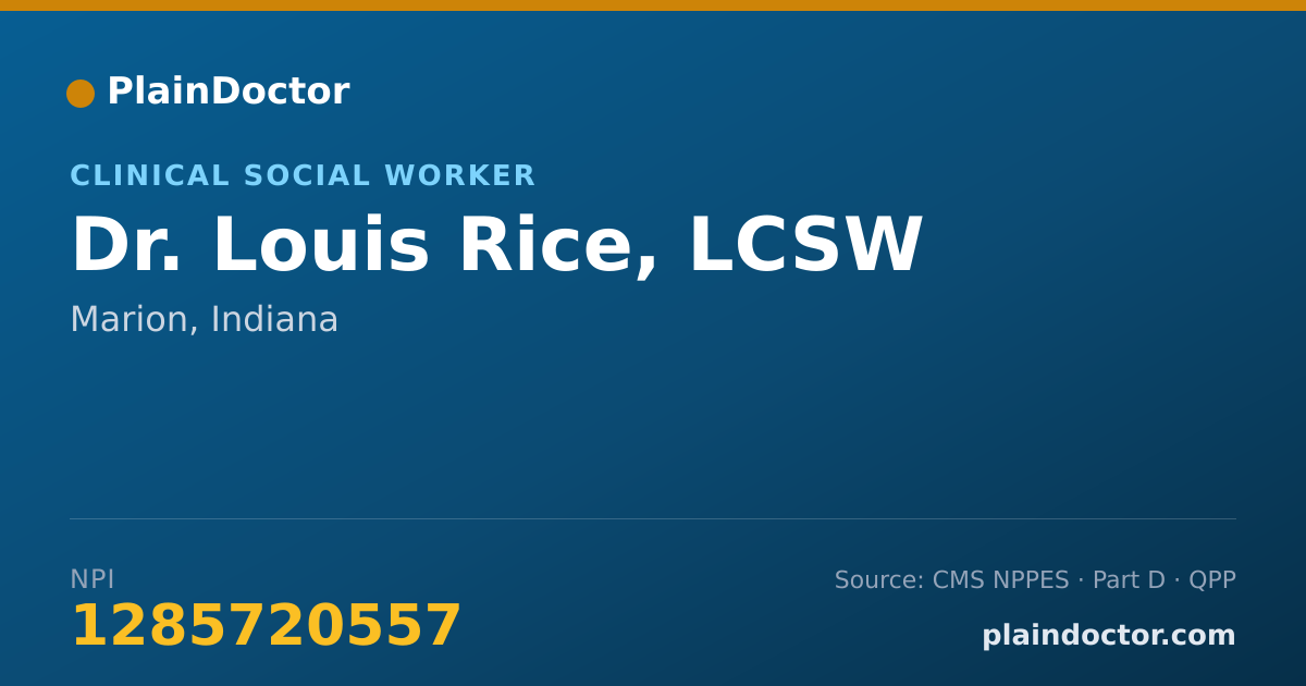 Shareable card for Louis Rice, LCSW - Clinical Social Worker, Marion, IN