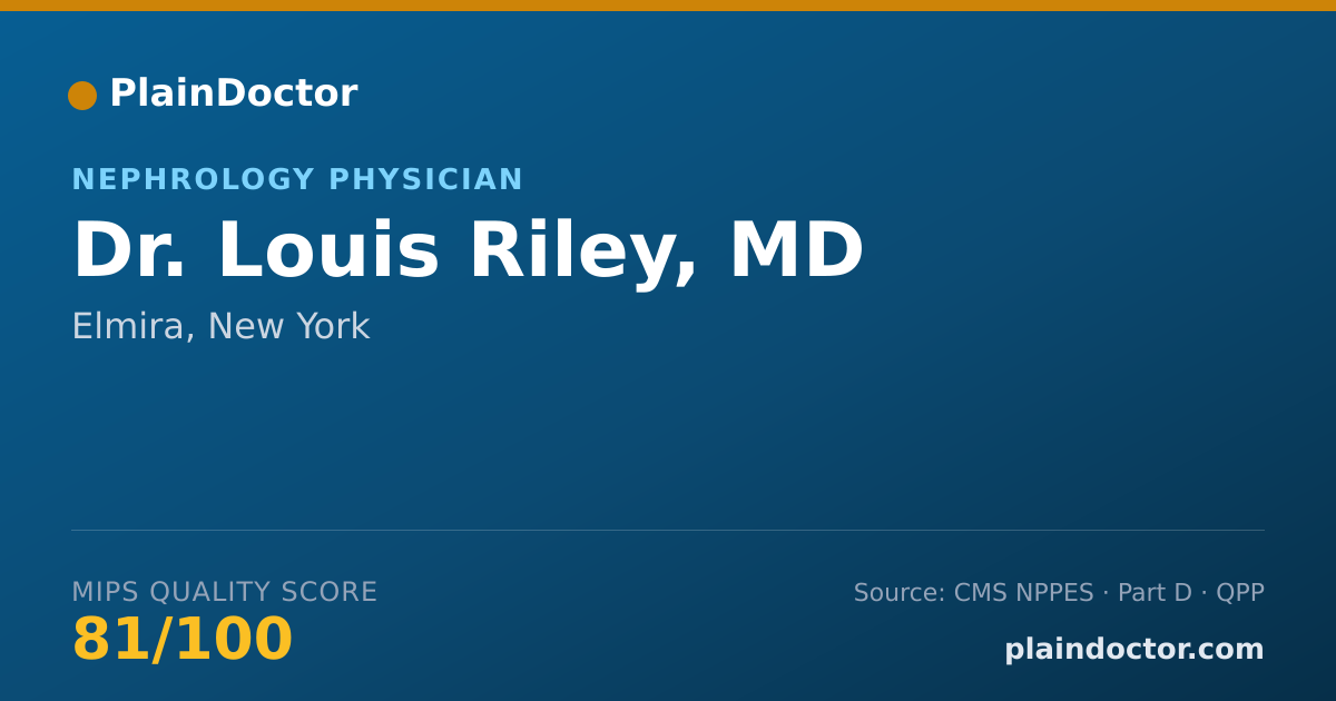 Shareable card for Louis Riley, MD - Nephrology Physician, Elmira, NY