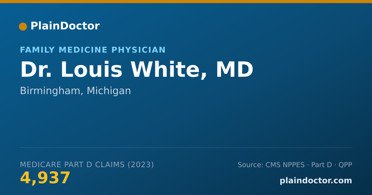 Shareable card for Louis White, MD - Family Medicine Physician, Birmingham, MI
