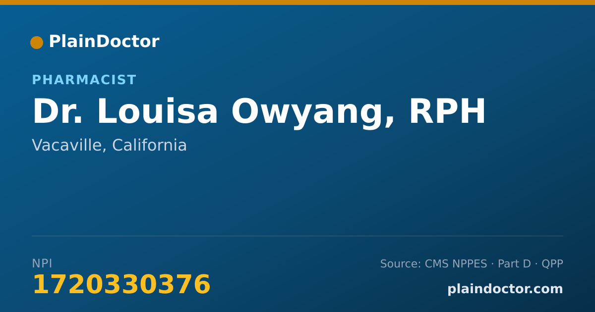 Shareable card for Louisa Owyang, RPH - Pharmacist, Vacaville, CA