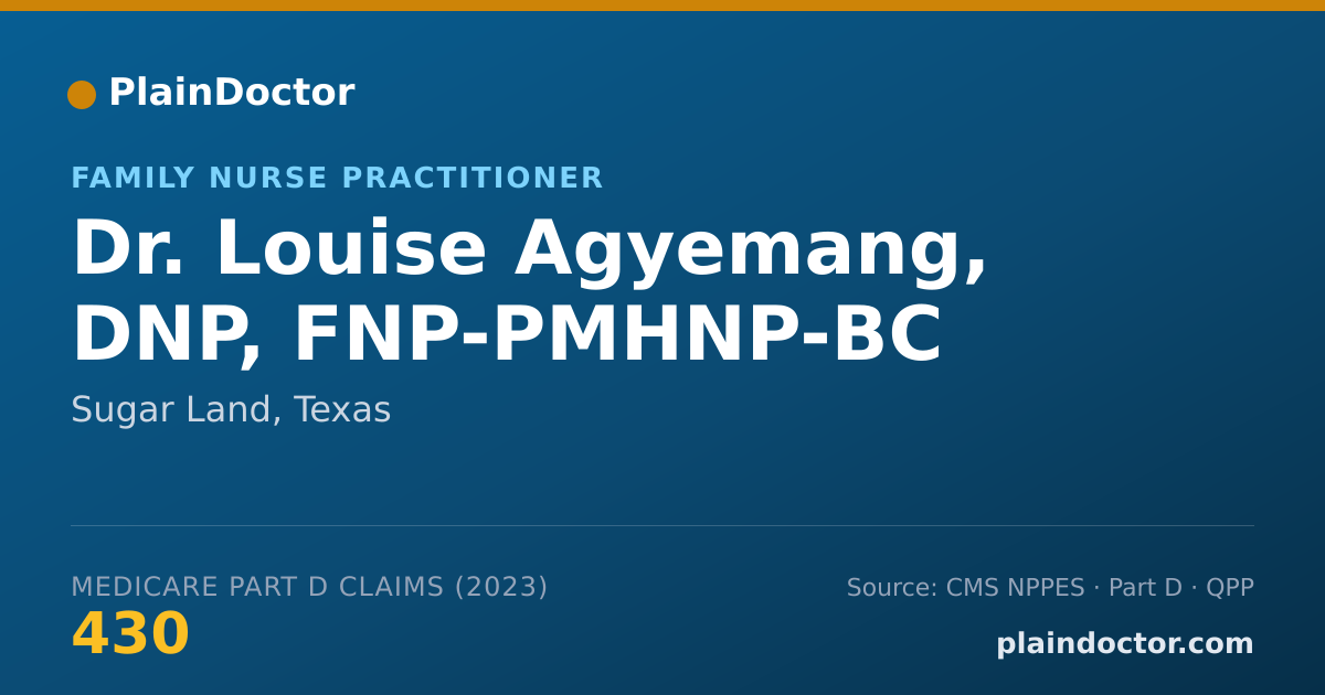 Shareable card for Louise Agyemang, DNP, FNP-PMHNP-BC - Family Nurse Practitioner, Sugar Land, TX