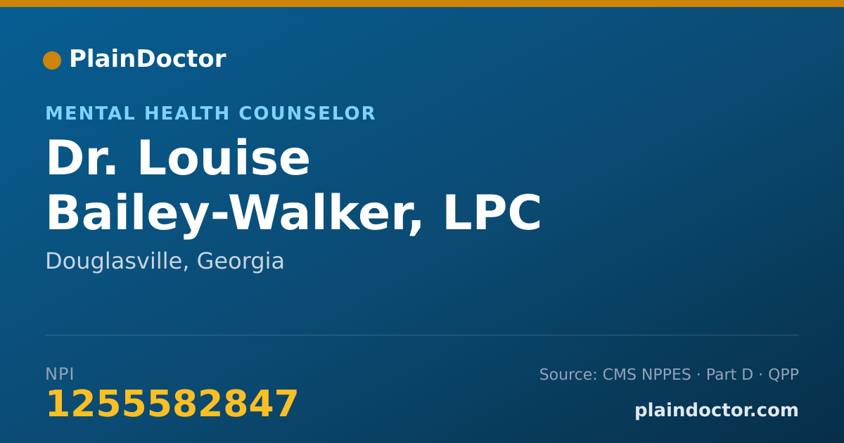 Shareable card for Louise Bailey-Walker, LPC - Mental Health Counselor, Douglasville, GA