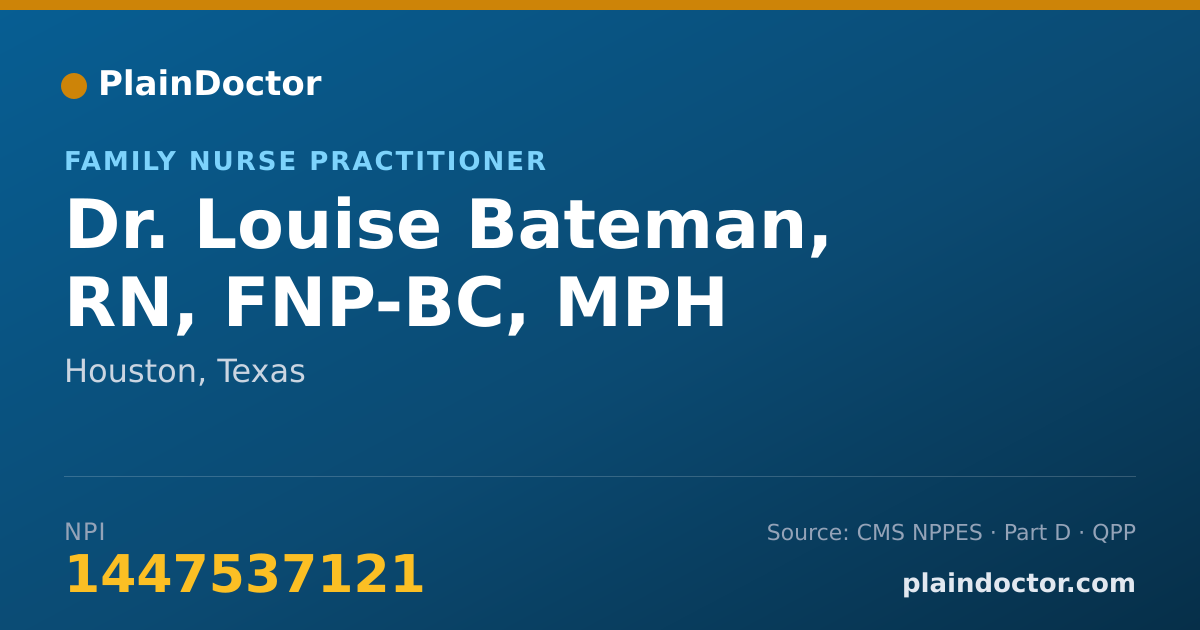 Shareable card for Louise Bateman, RN, FNP-BC, MPH - Family Nurse Practitioner, Houston, TX