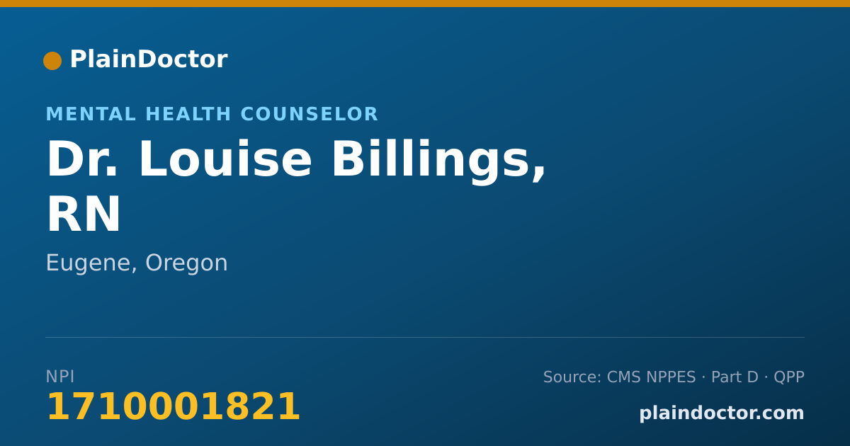 Shareable card for Louise Billings, RN - Mental Health Counselor, Eugene, OR